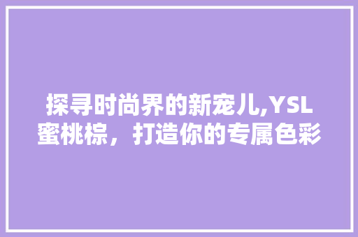 探寻时尚界的新宠儿,YSL蜜桃棕，打造你的专属色彩美学