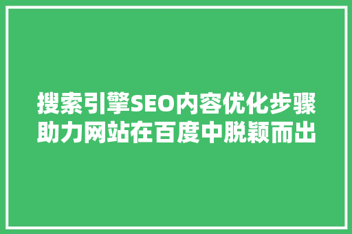 搜索引擎SEO内容优化步骤助力网站在百度中脱颖而出