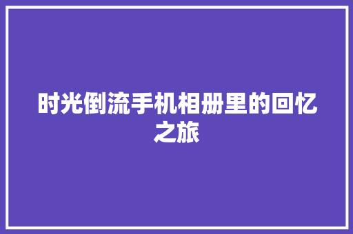 时光倒流手机相册里的回忆之旅 时光倒流手机相册里的回忆之旅