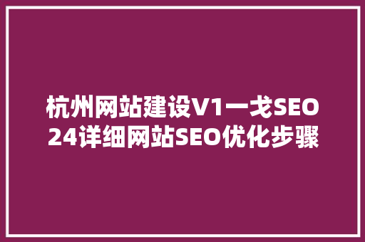 杭州网站建设V1一戈SEO24详细网站SEO优化步骤 编程语言