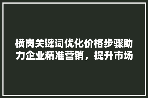 横岗关键词优化价格步骤助力企业精准营销，提升市场竞争力