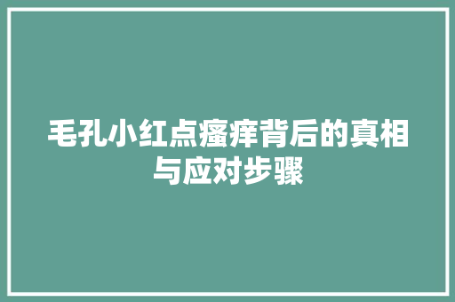 毛孔小红点瘙痒背后的真相与应对步骤