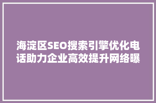 海淀区SEO搜索引擎优化电话助力企业高效提升网络曝光度 编程语言