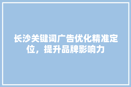 长沙关键词广告优化精准定位，提升品牌影响力