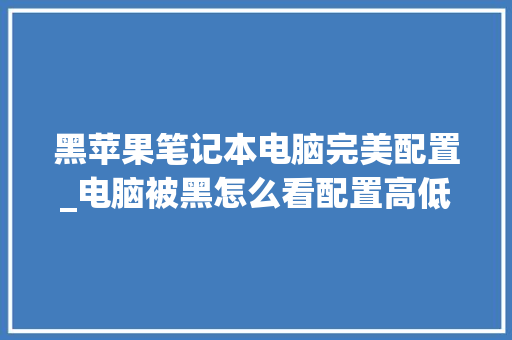 黑苹果笔记本电脑完美配置_电脑被黑怎么看配置高低啊