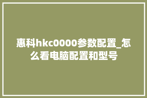 惠科hkc0000参数配置_怎么看电脑配置和型号
