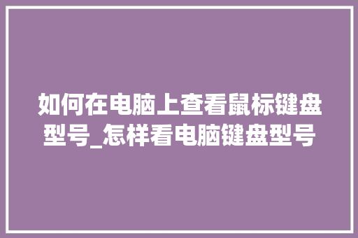 如何在电脑上查看鼠标键盘型号_怎样看电脑键盘型号