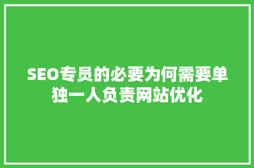 SEO专员的必要为何需要单独一人负责网站优化