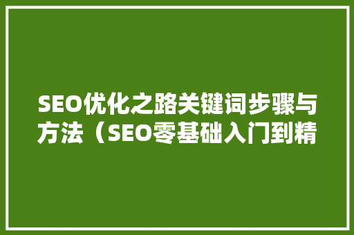 SEO优化之路关键词步骤与方法（SEO零基础入门到精通200讲第12讲精华）