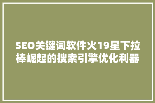 SEO关键词软件火19星下拉棒崛起的搜索引擎优化利器 电脑基础