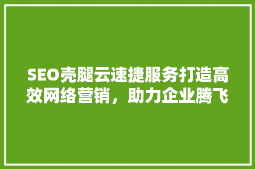 SEO壳腿云速捷服务打造高效网络营销,助力企业腾飞 SEO壳腿云速捷服务打造高效网络营销,助力企业腾飞