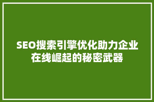 SEO搜索引擎优化助力企业在线崛起的秘密武器