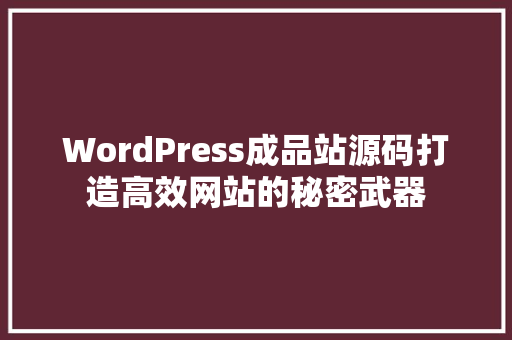 WordPress成品站源码打造高效网站的秘密武器