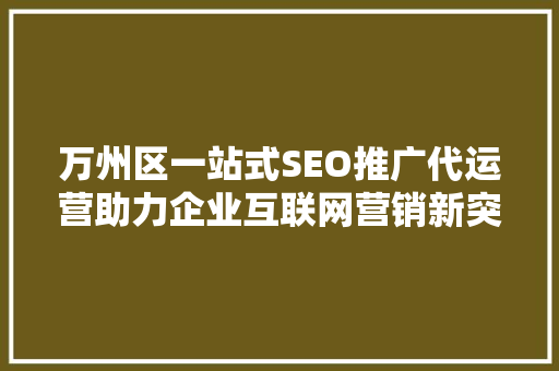 万州区一站式SEO推广代运营助力企业互联网营销新突破