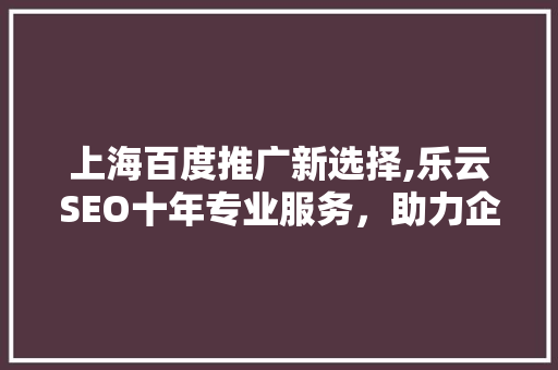 上海百度推广新选择,乐云SEO十年专业服务，助力企业高效营销