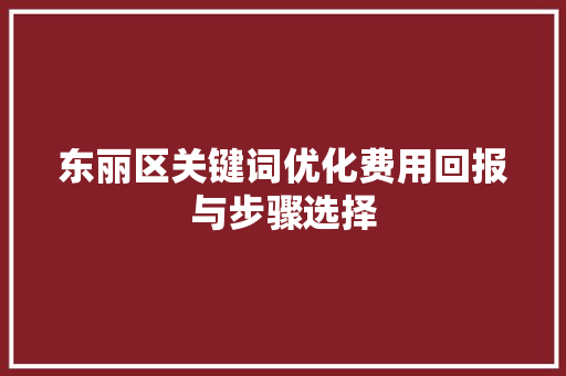 东丽区关键词优化费用回报与步骤选择 东丽区关键词优化费用回报与步骤选择