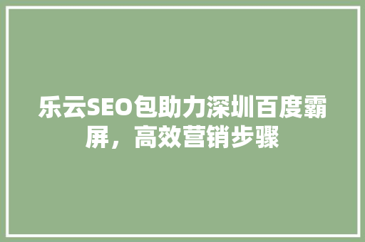 乐云SEO包助力深圳百度霸屏，高效营销步骤
