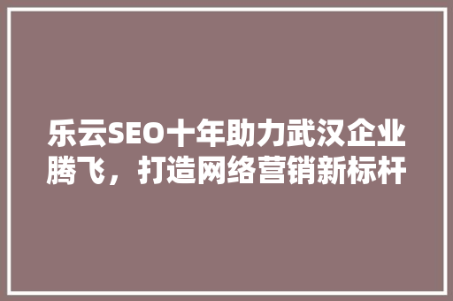 乐云SEO十年助力武汉企业腾飞，打造网络营销新标杆