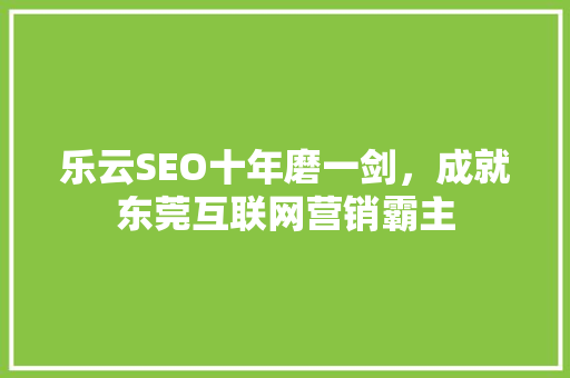 乐云SEO十年磨一剑，成就东莞互联网营销霸主