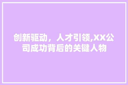 创新驱动，人才引领,XX公司成功背后的关键人物