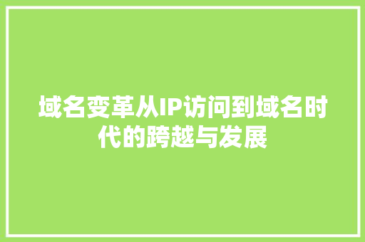 域名变革从IP访问到域名时代的跨越与发展