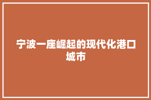 宁波一座崛起的现代化港口城市