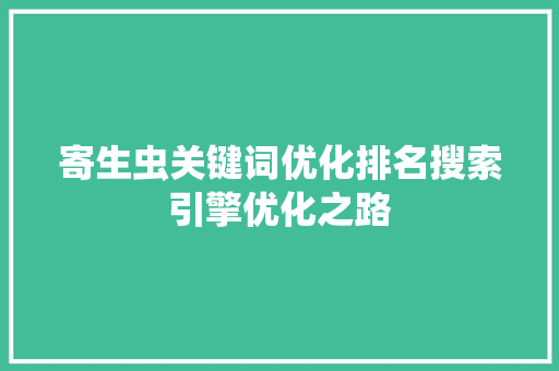 寄生虫关键词优化排名搜索引擎优化之路
