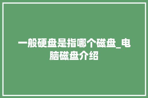 一般硬盘是指哪个磁盘_电脑磁盘介绍