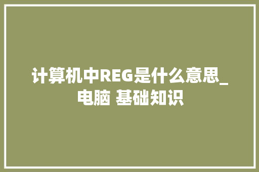 计算机中REG是什么意思_电脑 基础知识