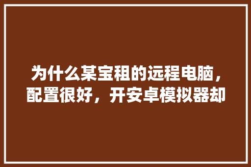 为什么某宝租的远程电脑，配置很好，开安卓模拟器却不能开太多_租电脑怎么看配置高低啊
