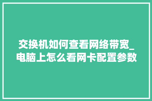 交换机如何查看网络带宽_电脑上怎么看网卡配置参数