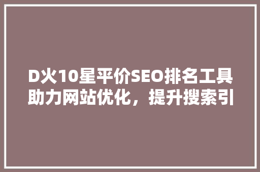 D火10星平价SEO排名工具助力网站优化，提升搜索引擎排名