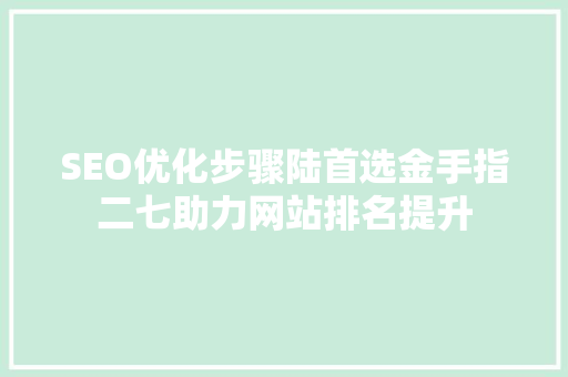 SEO优化步骤陆首选金手指二七助力网站排名提升