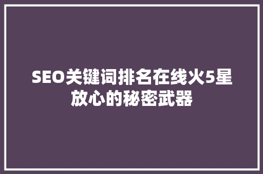 SEO关键词排名在线火5星放心的秘密武器