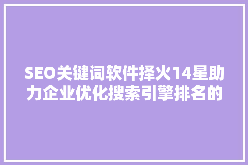 SEO关键词软件择火14星助力企业优化搜索引擎排名的得力助手