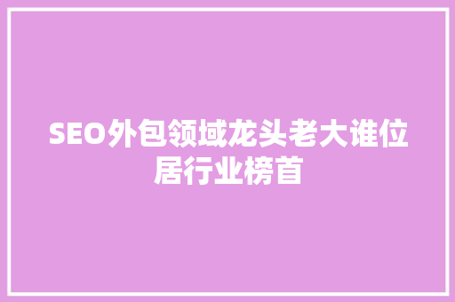SEO外包领域龙头老大谁位居行业榜首