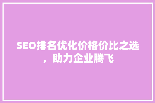 SEO排名优化价格价比之选，助力企业腾飞