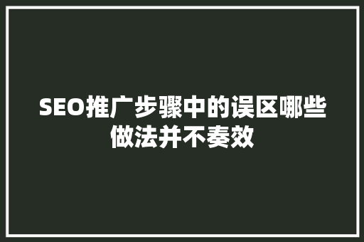 SEO推广步骤中的误区哪些做法并不奏效