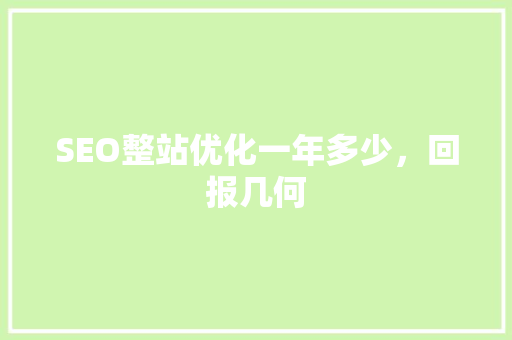 SEO整站优化一年多少，回报几何