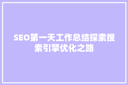 SEO第一天工作总结探索搜索引擎优化之路