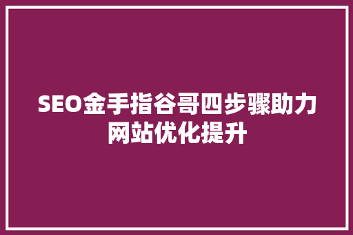 SEO金手指谷哥四步骤助力网站优化提升