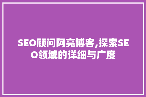 SEO顾问阿亮博客,探索SEO领域的详细与广度