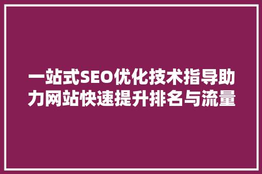 一站式SEO优化技术指导助力网站快速提升排名与流量