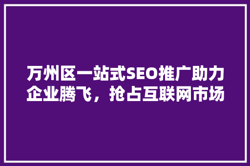万州区一站式SEO推广助力企业腾飞，抢占互联网市场制高点