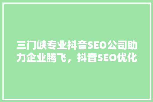 三门峡专业抖音SEO公司助力企业腾飞,抖音SEO优化之路 三门峡专业抖音SEO公司助力企业腾飞,抖音SEO优化之路