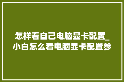 怎样看自己电脑显卡配置_小白怎么看电脑显卡配置参数 怎样看自己电脑显卡配置_小白怎么看电脑显卡配置参数