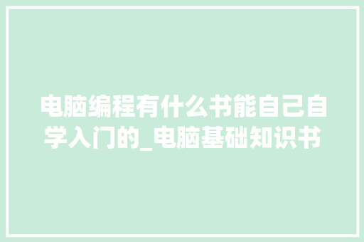 电脑编程有什么书能自己自学入门的_电脑基础知识书哪个好一点