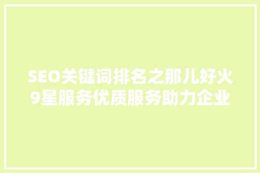 SEO关键词排名之那儿好火9星服务优质服务助力企业腾飞