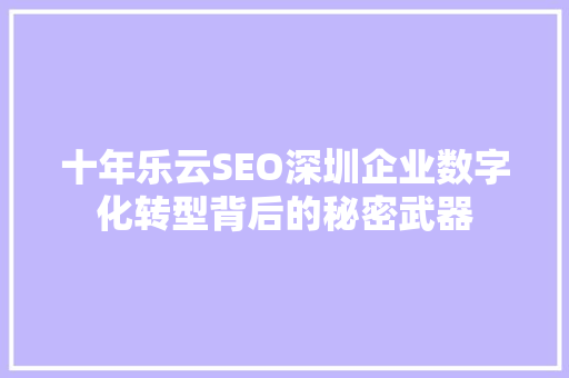 十年乐云SEO深圳企业数字化转型背后的秘密武器