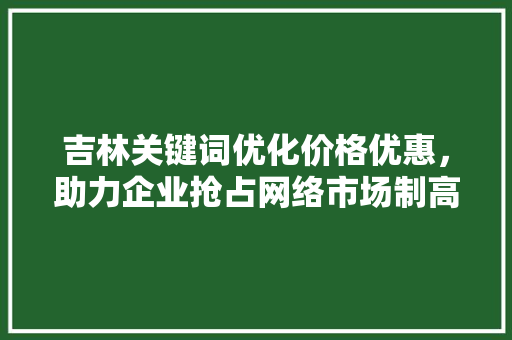 吉林关键词优化价格优惠，助力企业抢占网络市场制高点